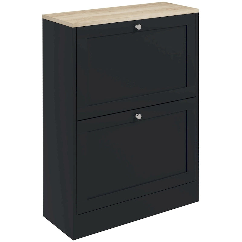 Slim Shoe Cabinet for Entryway, Hidden Shoe Storage Cabinet with 2 Flip Drawers and Adjustable Shelves for 12 Pairs of Shoes