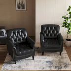 Modern Tufted Accent Armchair with Nailhead Trim Set of 2