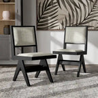 Modern Black Padded Fabric Dining Chairs (Set of 2)