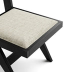 Modern Black Padded Fabric Dining Chairs (Set of 2)