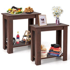 2 PCS 2-Tier End Table Modern Sofa Bedside Compact Nightstand w/