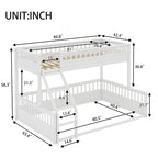 Twin XL over Queen Bunk Bed with Ladder and Guardrails, White