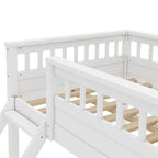 Twin XL over Queen Bunk Bed with Ladder and Guardrails, White