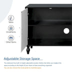 63 Accent TV Stand with Carved Doors & Wood Legs for Living Room