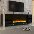 Modern 68.1 Fireplace TV Stand with 2 Large Cabinets for TVs up to 78