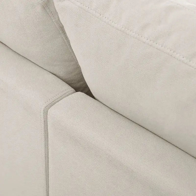 Beige 113 L-Shaped 4-Seat Sectional Sofa with Adjustable Footrest and Reversible Chaise