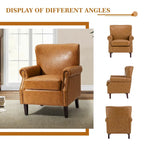Vegan Transitional Armchair with Rolled Arms Set of 2