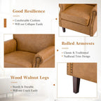 Vegan Transitional Armchair with Rolled Arms Set of 2