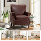 Vegan Transitional Armchair with Rolled Arms Set of 2