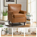 Vegan Transitional Armchair with Rolled Arms Set of 2