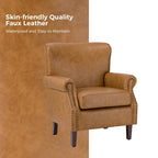 Vegan Transitional Armchair with Rolled Arms Set of 2