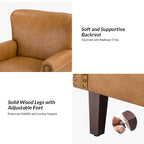 Vegan Transitional Armchair with Rolled Arms Set of 2
