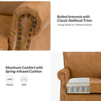 Vegan Transitional Armchair with Rolled Arms Set of 2