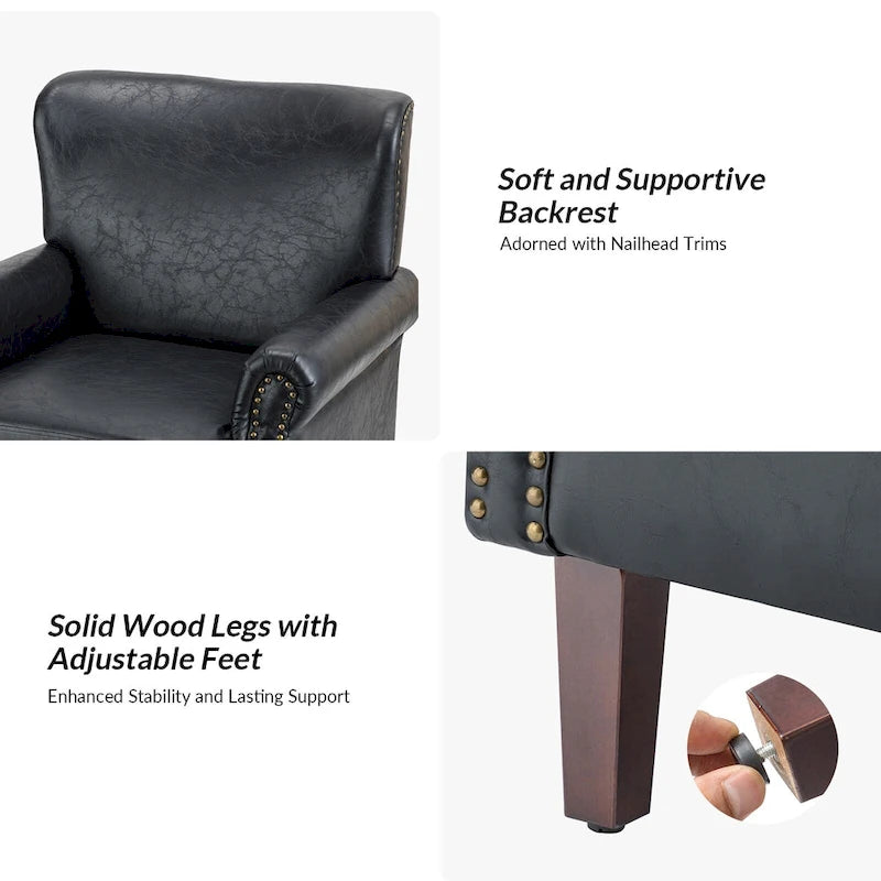Vegan Transitional Armchair with Rolled Arms Set of 2