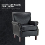 Vegan Transitional Armchair with Rolled Arms Set of 2