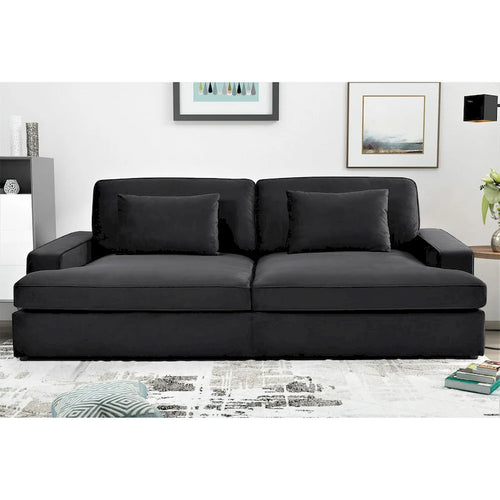 94.49W Velvet Square arms Oversized Sofa / twin-sized Sofa Bed