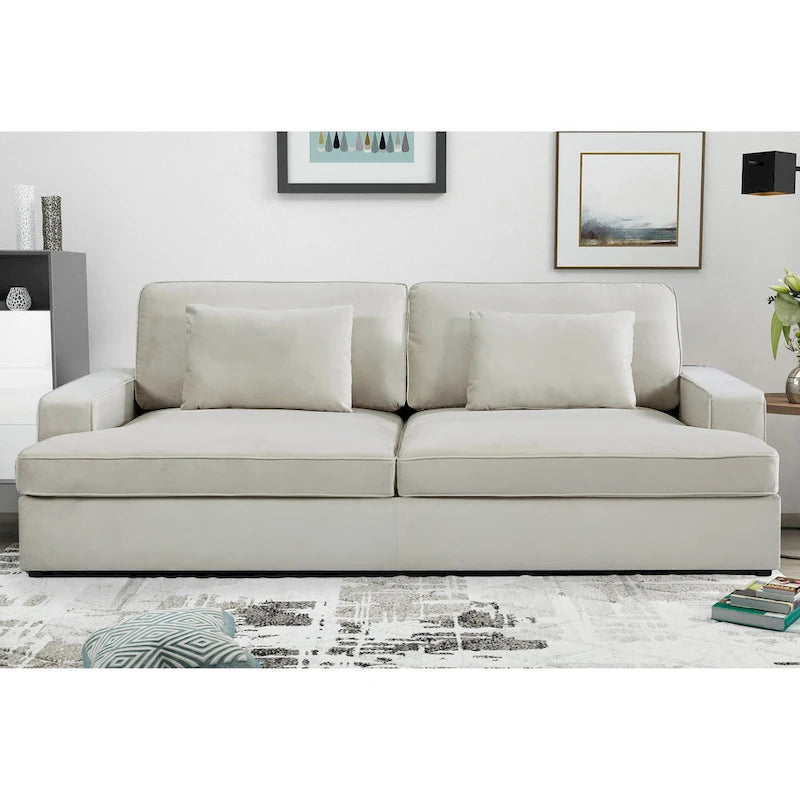 94.49W Velvet Square arms Oversized Sofa / twin-sized Sofa Bed