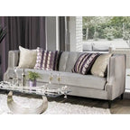 Transitional Fabric Upholstered Tufted Back Tuxedo Arms Sofa