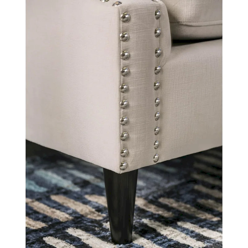 Transitional Fabric Upholstered Tufted Back Tuxedo Arms Sofa