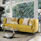 Transitional Fabric Upholstered Tufted Back Tuxedo Arms Sofa