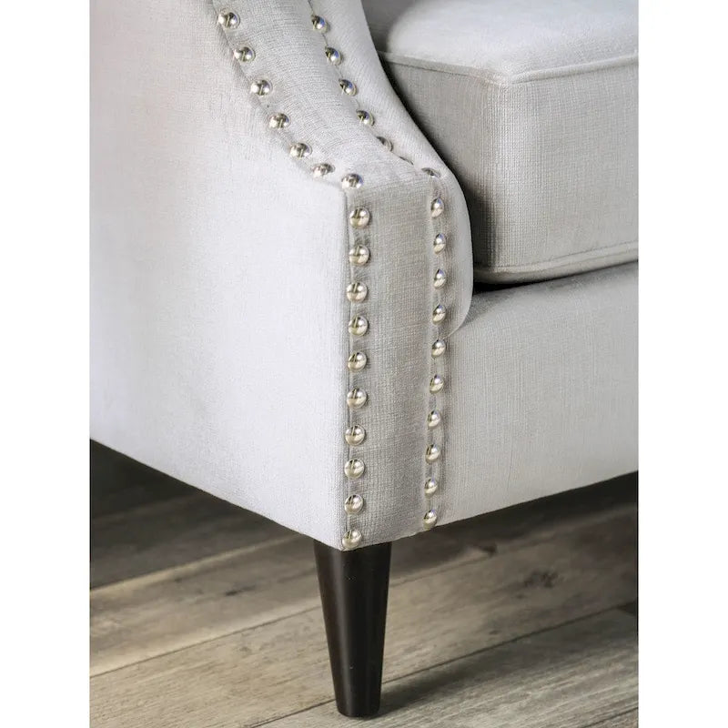 Transitional Fabric Upholstered Tufted Back Tuxedo Arms Sofa