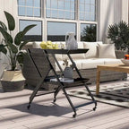 Contemporary Steel 2-Shelf Folding Server Cart with Wheeled Base