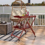 Contemporary Steel 2-Shelf Folding Server Cart with Wheeled Base