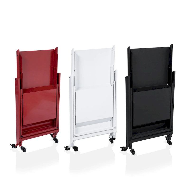 Contemporary Steel 2-Shelf Folding Server Cart with Wheeled Base