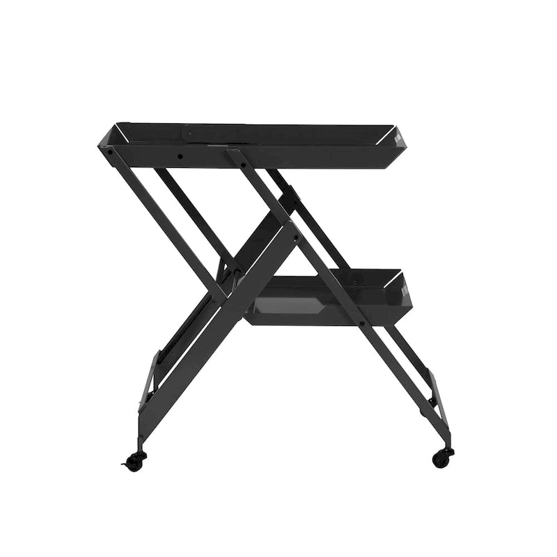 Contemporary Steel 2-Shelf Folding Server Cart with Wheeled Base
