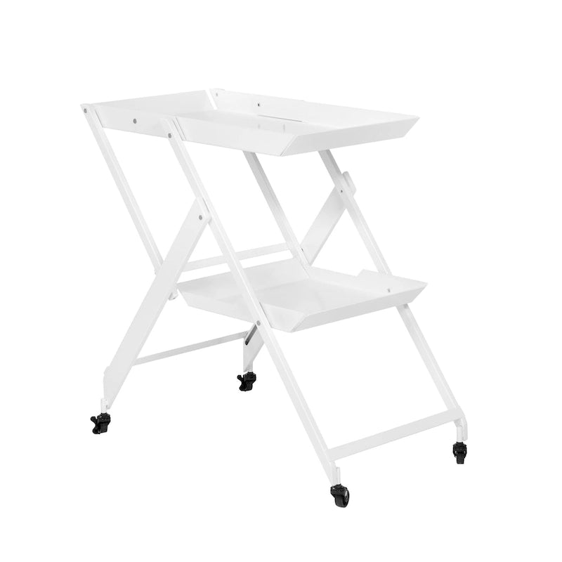 Contemporary Steel 2-Shelf Folding Server Cart with Wheeled Base