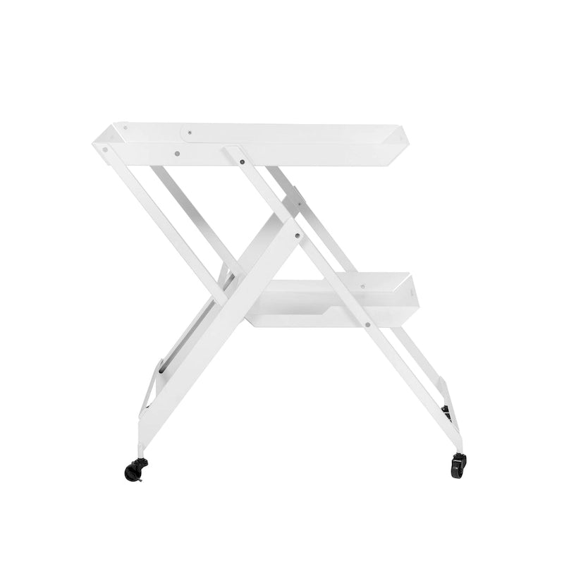 Contemporary Steel 2-Shelf Folding Server Cart with Wheeled Base