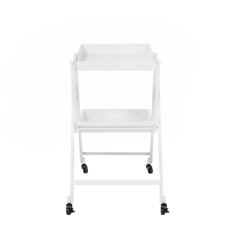 Contemporary Steel 2-Shelf Folding Server Cart with Wheeled Base