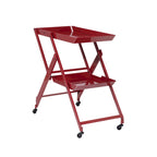 Contemporary Steel 2-Shelf Folding Server Cart with Wheeled Base