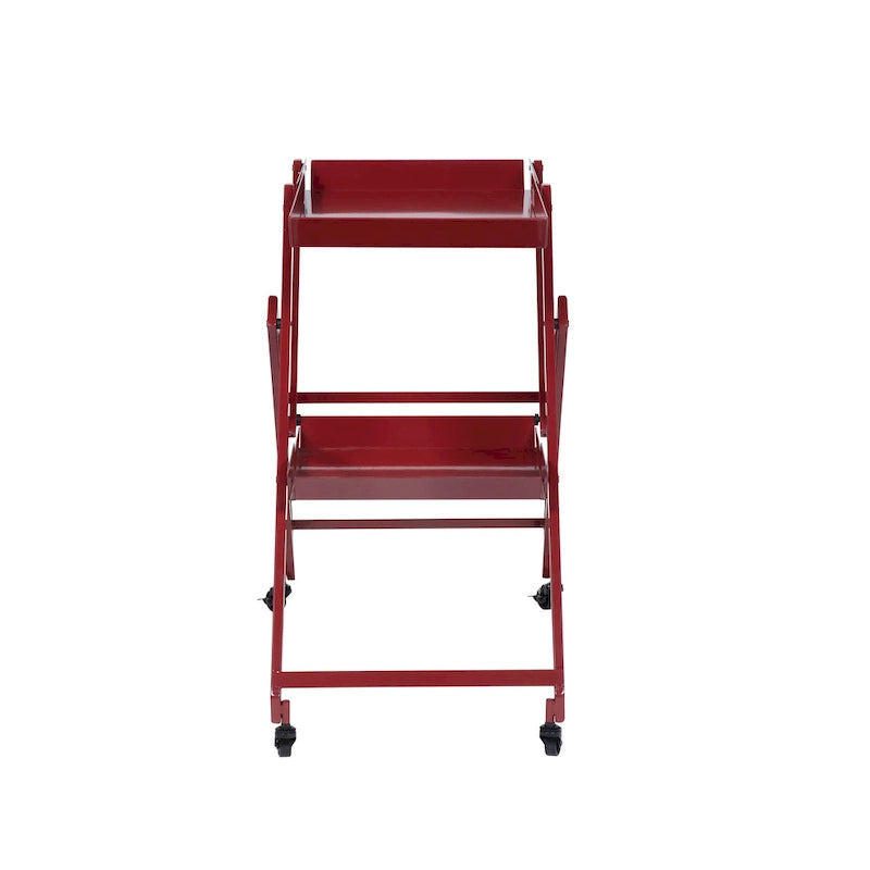 Contemporary Steel 2-Shelf Folding Server Cart with Wheeled Base
