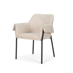 Dining Chair w/ Cream Boucle Fabric & Matte Black Metal Legs