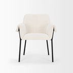 Dining Chair w/ Cream Boucle Fabric & Matte Black Metal Legs