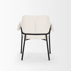 Dining Chair w/ Cream Boucle Fabric & Matte Black Metal Legs
