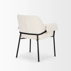 Dining Chair w/ Cream Boucle Fabric & Matte Black Metal Legs