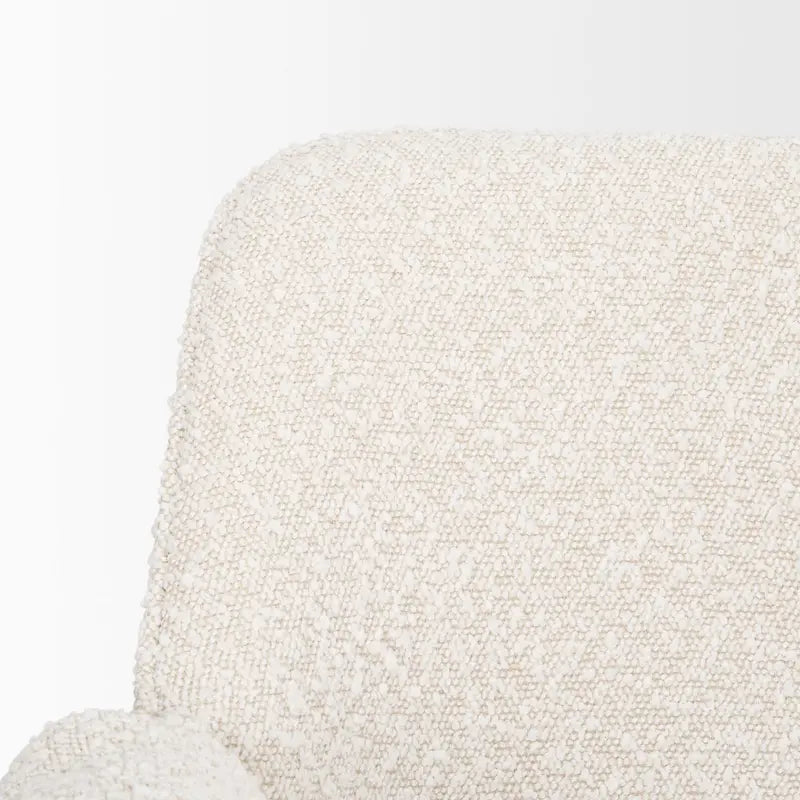 Dining Chair w/ Cream Boucle Fabric & Matte Black Metal Legs