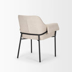 Dining Chair w/ Cream Boucle Fabric & Matte Black Metal Legs