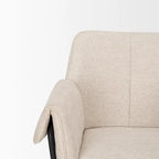Dining Chair w/ Cream Boucle Fabric & Matte Black Metal Legs