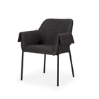 Dining Chair w/ Cream Boucle Fabric & Matte Black Metal Legs
