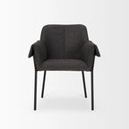 Dining Chair w/ Cream Boucle Fabric & Matte Black Metal Legs