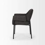 Dining Chair w/ Cream Boucle Fabric & Matte Black Metal Legs