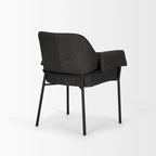 Dining Chair w/ Cream Boucle Fabric & Matte Black Metal Legs