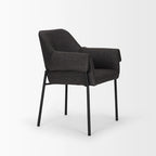 Dining Chair w/ Cream Boucle Fabric & Matte Black Metal Legs