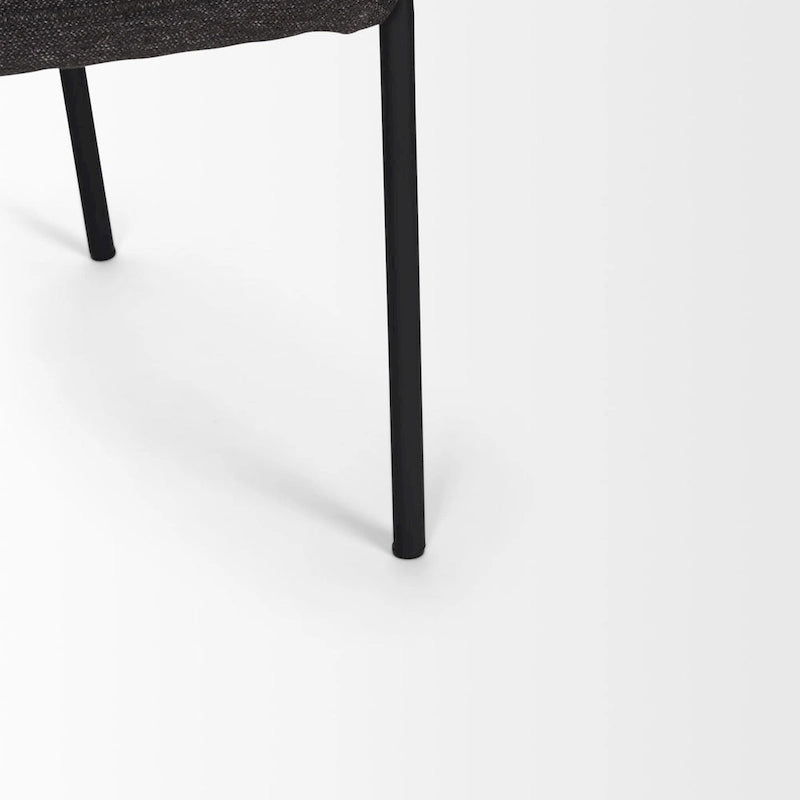 Dining Chair w/ Cream Boucle Fabric & Matte Black Metal Legs