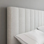 Linen Fully Upholstered Platform Bed Frame with Adjustable Headboard