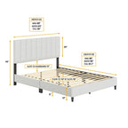 Linen Fully Upholstered Platform Bed Frame with Adjustable Headboard