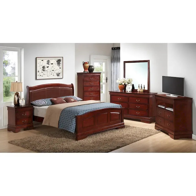 Upholstered Wood King Panel Bed